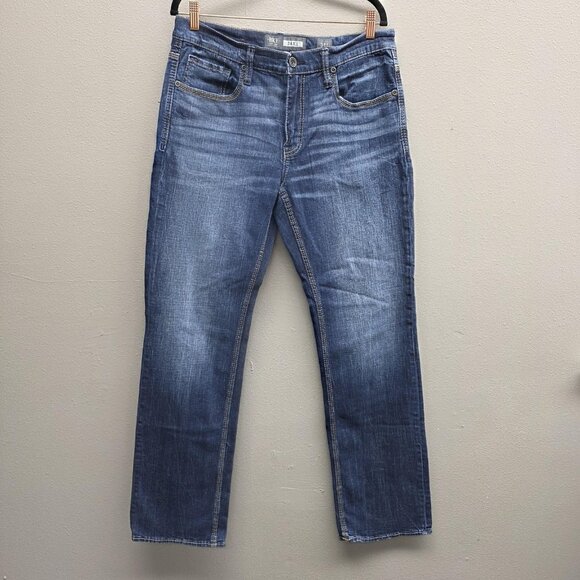 BKE Jeans Mens 34x32 Blue Jake Bootleg Bootcut Stretch Denim Contrast Stitch - Picture 1 of 12